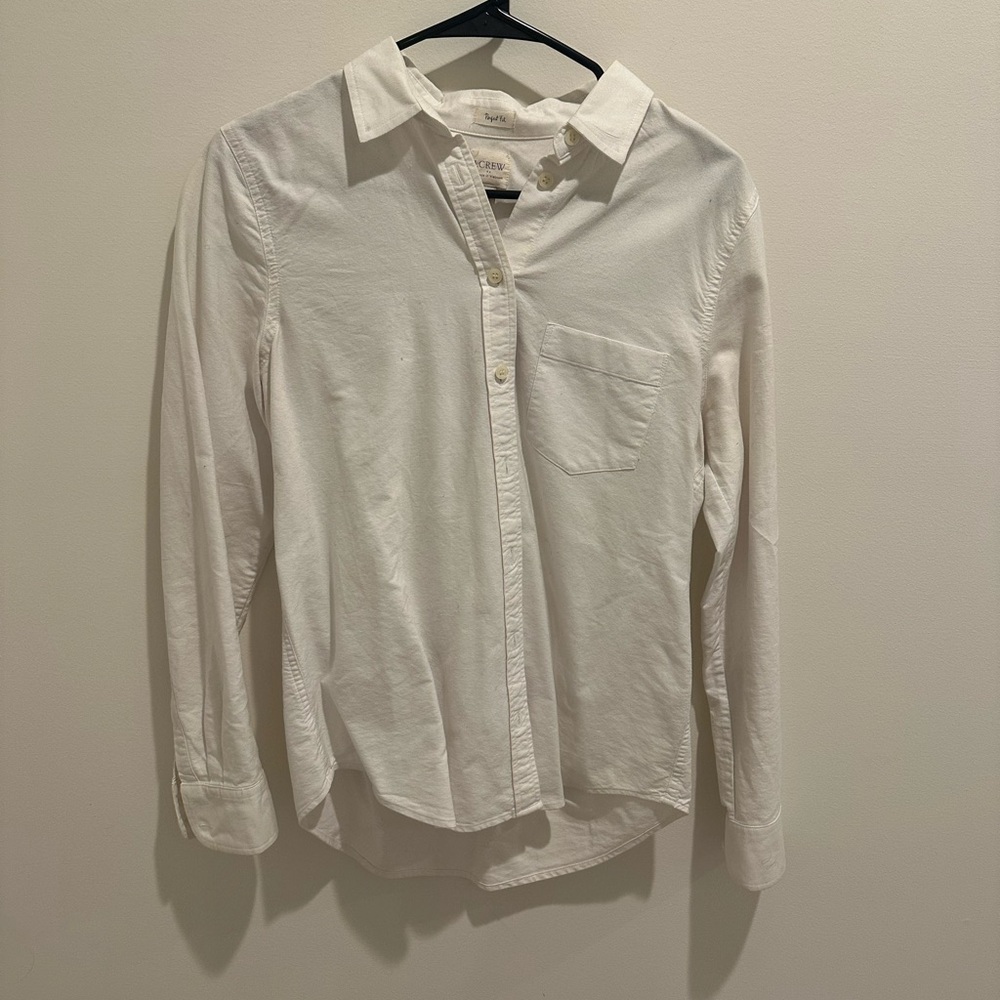 J Crew Classic White Button-Up Shirt